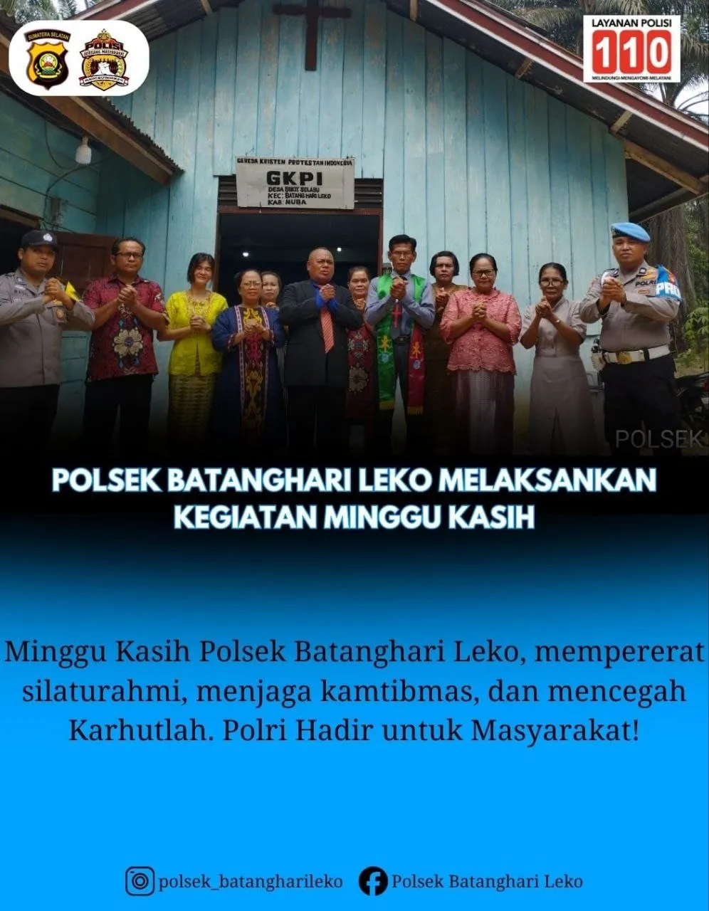 Minggu Kasih di GKPI Bukit Selabu, Polisi Ingatkan Warga Tidak Membakar Lahan